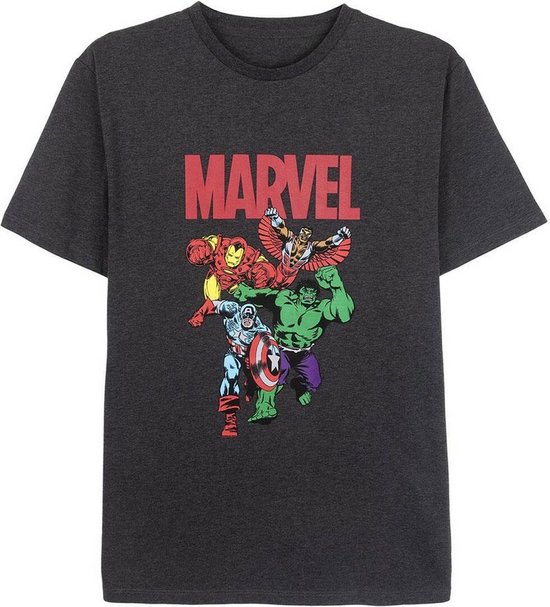 Heren-T-Shirt met Korte Mouwen Marvel Grijs Donker grijs Volwassenen - XL