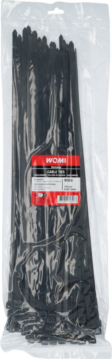 Womi Kabelbinders 450x7.6mm zwart 100 stuks