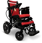 COMFYGO IQ-8000 Elektrische rolstoel, Lichtgewicht, Draadloze afstandsbediening, Handmatig opvouwbaar, Niet achterover leunen, 20AH Li-ion, tot 30km, 51cm, Zwart frame & Rood leer textiel