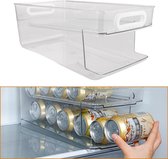 Koelkastorganizer, blikdispenser voor 330 ml/500 ml, BPA-vrij, tweelaagse rollende blikhouder, opbergdoos, koelkast voor dranken, bier, frisdrank, conserven