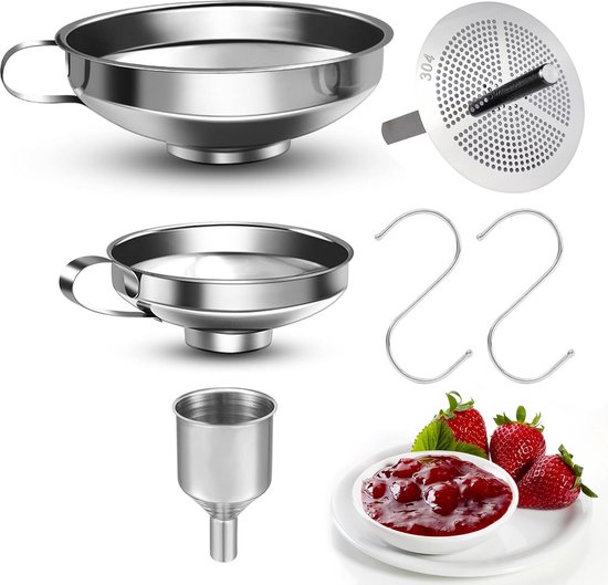 Set Van 2 Jam Trechters, Roestvrij Staal Brede Mond Trechter, Keuken