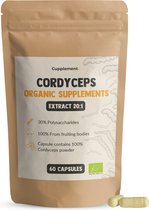 Cupplement - Cordyceps Extract Capsules 60 Stuks - 20:1 Extract - Biologisch - 400 MG Per Capsule - Geen Poeder - Supplement - Superfood - Mushroom - Paddenstoel - Militaris, Sinensis - Foodsporen