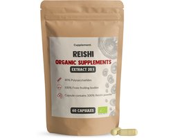 Cupplement Reishi Paddenstoel Extract Capsules 60 Stuks 20:1 Extract 400 MG Per Capsule Biologisch - Geen Poeder - Supplement - Superfood - Mushroom NL-BIO-01