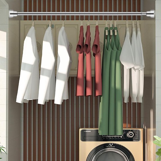 Telescopische stang gordijn 5585cm, gordijnstang zonder boren en schroeven, roestvrij... bol