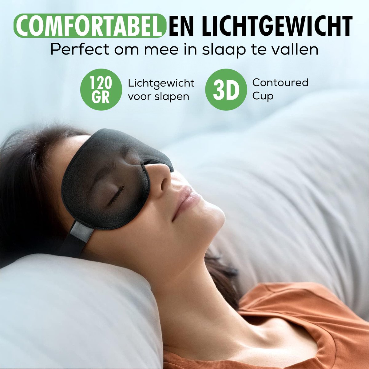 TravelHawk Slaapmasker Zwart - Luxe 3D-slaapmasker Dames Heren 100% lichtblokkerende slaapbril Zijslaper Oogmasker Nachtmasker — afbeelding 8