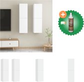 vidaXL Tv-meubelen 2 st 30-5x30x110 cm spaanplaat wit - Kast - Inclusief Houtreiniger en verfrisser