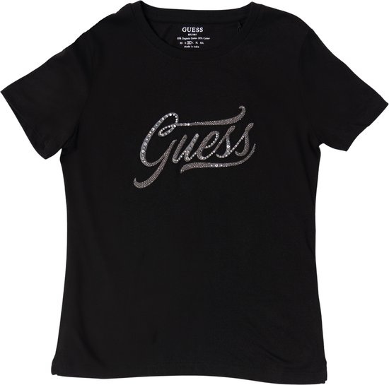 Guess SS CN Stones T-Shirt Dames - Zwart - Maat XL