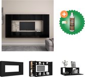 vidaXL 8-delige Tv-meubelset spaanplaat zwart - Kast - Inclusief Houtreiniger en verfrisser