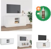 vidaXL Tv-meubel 102x35x45 cm bewerkt hout wit - Kast - Inclusief Houtreiniger en verfrisser