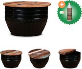 vidaXL Salontafel tonvormig massief gerecycled hout zwart - Tafel - Inclusief Houtreiniger en verfrisser