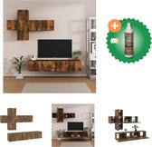 vidaXL 7-delige Tv-meubelset bewerkt hout gerookt eikenkleurig - Kast - Inclusief Houtreiniger en verfrisser
