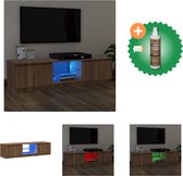 vidaXL Tv-meubel met LED-verlichting 140x40x35-5 cm bruineikenkleurig - Kast - Inclusief Houtreiniger en verfrisser