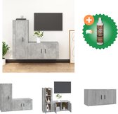 vidaXL 2-delige Tv-meubelset bewerkt hout betongrijs - Kast - Inclusief Houtreiniger en verfrisser