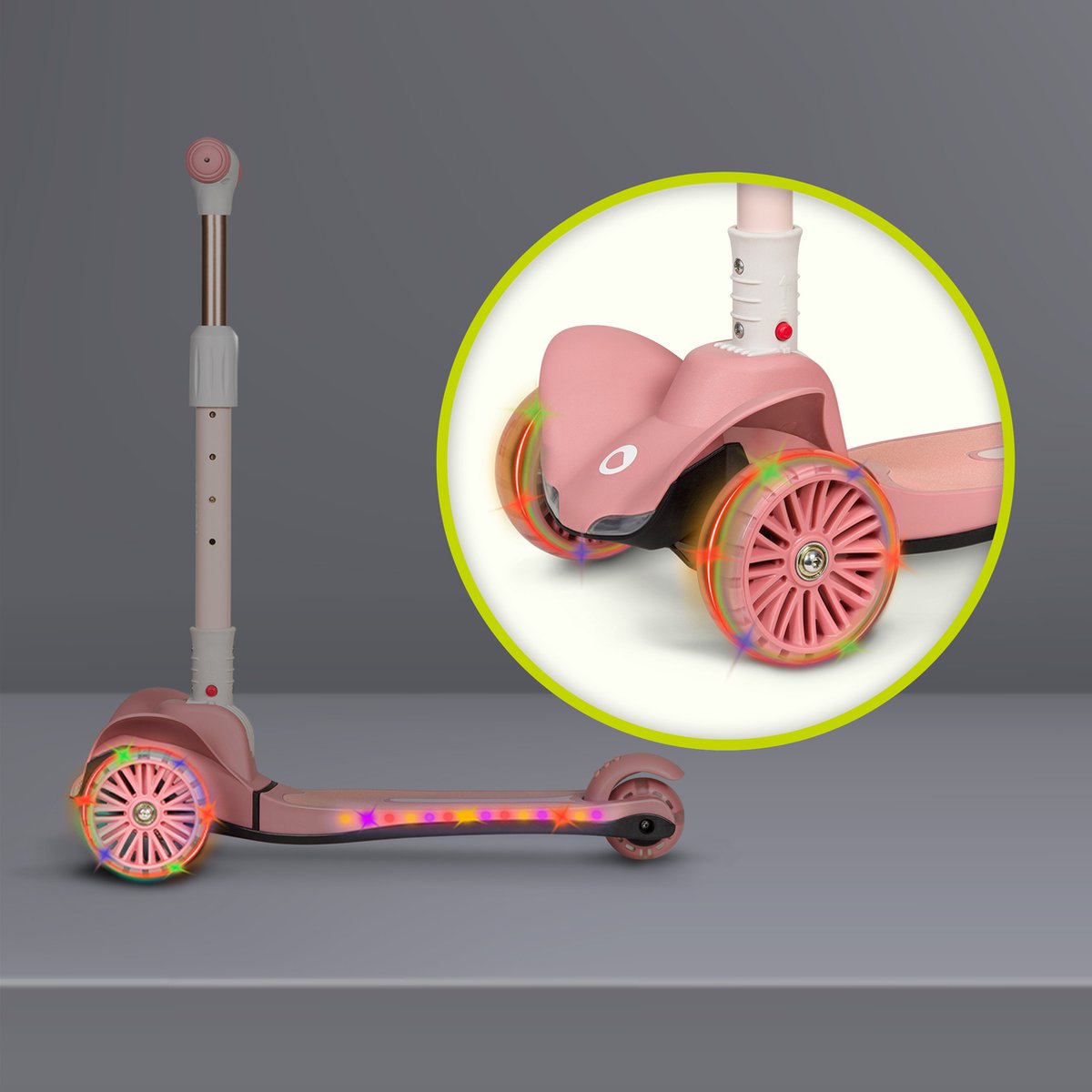 Lionelo Timmy Kinderstep - Balansstep voor kinderen - van 3 jaar - tot 50kg - verstelbaar - LED wielen - Anti-slip platform - Inklapbaar stuur - Verlichting in wielen & deck - Geen montage nodig — afbeelding 13