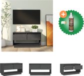 vidaXL Tv-meubel 74x34x40 cm massief grenenhout grijs - Kast - Inclusief Houtreiniger en verfrisser