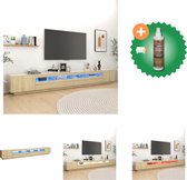 vidaXL Tv-meubel met LED-verlichting 300x35x40 cm sonoma eikenkleurig - Kast - Inclusief Houtreiniger en verfrisser