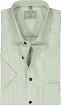 MARVELIS comfort fit overhemd - korte mouw - popeline - lichtgroen met wit geruit - Strijkvrij - Boordmaat: 45