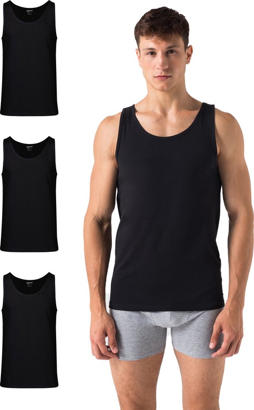Foto: Burnell son tanktop onderhemd heren katoen mouwloos slim fit x3 zwart s 3xl 