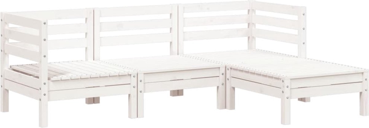 vidaXL - Tuinbank - 3-zits - met - voetenbank - massief - grenenhout - wit