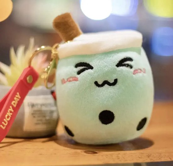 Kawaii bubble tea mini knuffel - sleutelhanger – Groen Yum