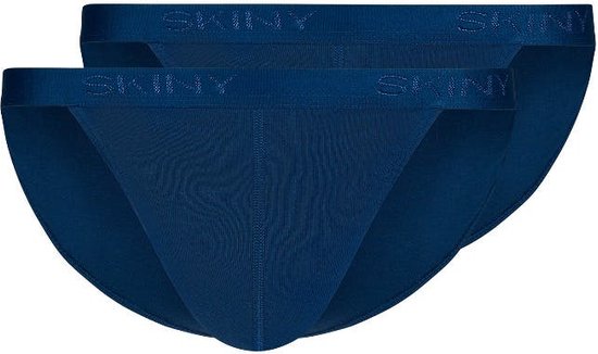 Skiny Tanga - 2 Pack 0369 Blue - maat M (M) - Heren Volwassenen - 100% katoen- 080693-0369-M