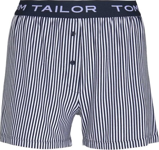 TOM TAILOR Mix & Match - Dames korte Loungewear broek - blauwwit gestreept - Maat M (38)