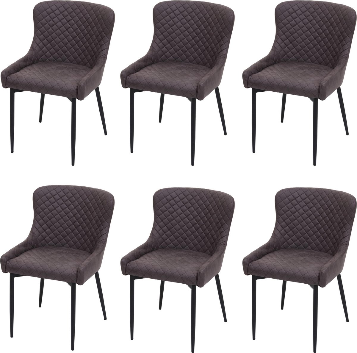 Cosmo Casa Set Van 6 Eetkamerstoelen - Keukenstoel - Relaxstoel - Vintage Ontwerp - Metaal - Stof/Textiel - Donkergrijs