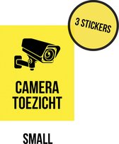 Pictogram/ sticker | 8 x 12 cm | "Cameratoezicht" | Geel | 3 stuks | CCTV | Security | Videobewaking | U wordt gefilmd | Stickers | Camera bewaking | Toezicht | Rechthoek