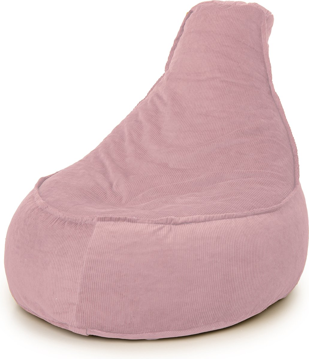 Drop & Sit - zitzak/stoel - trendy rib (corduroy) - roze - Noa JR - 100 Liter - handgemaakt in de Benelux