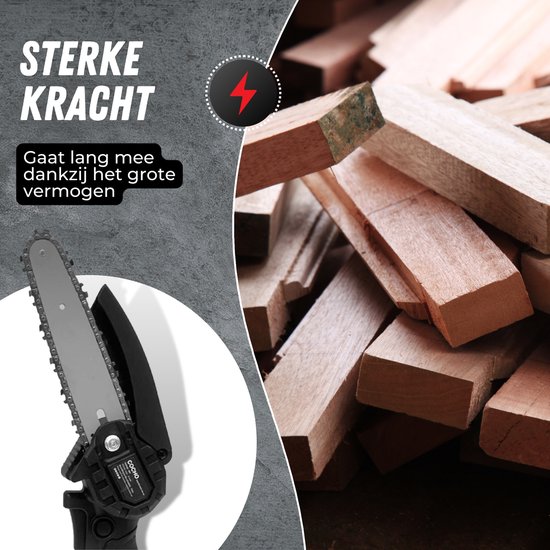 COCHO® Mini kettingzaag 6 Inch - Snoeizaag - Kettingzaag - Kettingzaag Electrisch met 2 Accu en 2 Zaagketting - Inclusief Koffer Zwart van Merkloos	 — afbeelding 4
