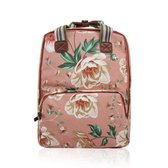 Rugzak met laptopvak - bloemen - oud roze - Huiskamergeluk