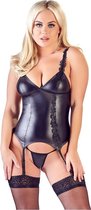 Spannende Wetlook Jarretel Basque met String