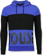 Hoodie Heren Slim Fit - Striped Hooded Crewneck - Blauw