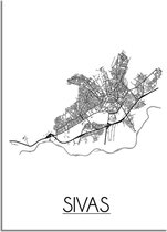 DesignClaud Sivas Plattegrond poster A4 + Fotolijst zwart