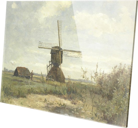 ‘Zonnige dag’ een molen aan een wetering | Paul Joseph Constantin Gabriël | ca. 1860 - ca. 1903 | Plexiglas | Wanddecoratie | 60CM x 40CM |...