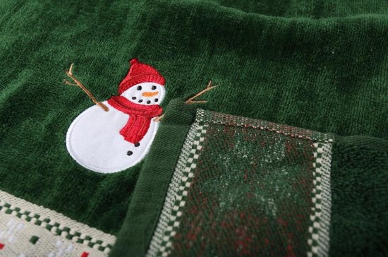 Kerst handdoek – Met sneeuwpop – Groen – 127x64 cm | bol.com