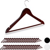 Relaxdays 40x kledinghanger - hout - broeklat - kleerhangers - draaibare haken- bruin