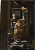 De liefdesbrief | Johannes Vermeer | ca. 1669 - ca. 1670 | Canvasdoek | Wanddecoratie | 40CM x 60CM | Schilderij | Oude meesters | Foto op canvas