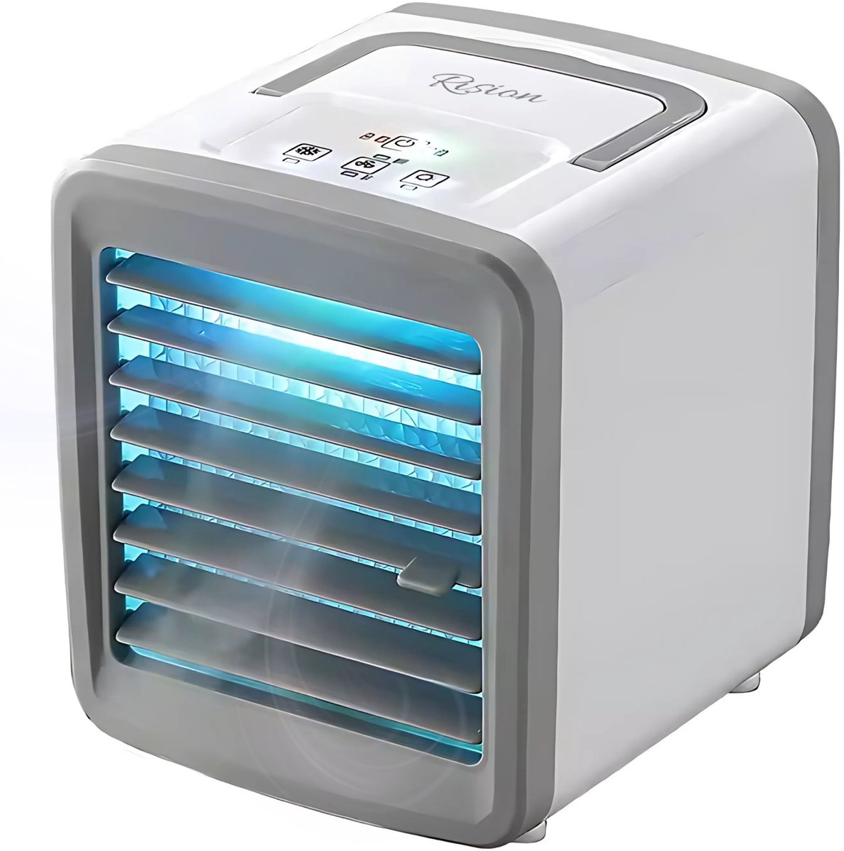 Rision Mobiele Airconditioner - Mini Airco - Luchtbevochtiger - Bureauventilator - Aircooler - USB Aansluitbaar - 3 Koeling Standen & 2 Windsnelheden - Wit