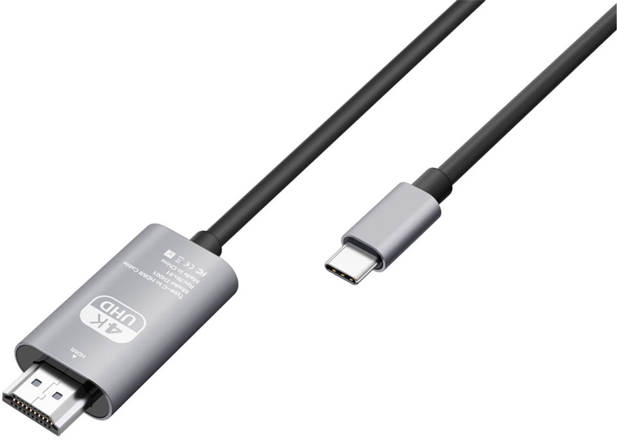 Avizar 4K 60Hz HDMI-naar-USB-C-kabel met hoge resolutie 1,8 m, Grijs