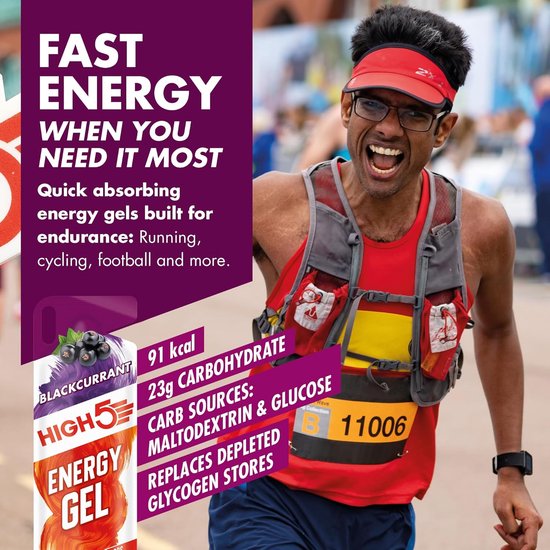 HIGH5 - Isotonic Energygel - Blackcurrant smaak - Energie gel - Isotone Sportgel - Hardlopen & Wielrennen - 20 x 40ml van High5 — afbeelding 3