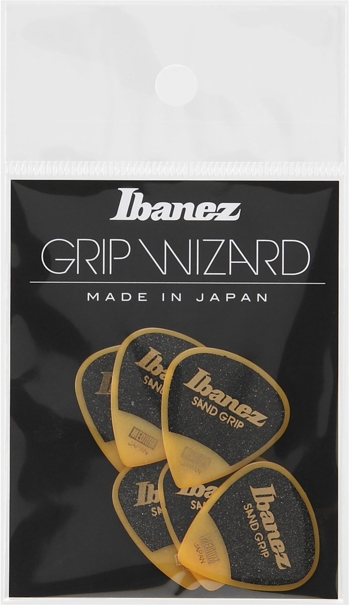 Ibanez PA16MSG-YE Sand Grip Plectrums 0.8mm (Yellow) - Plectrum set