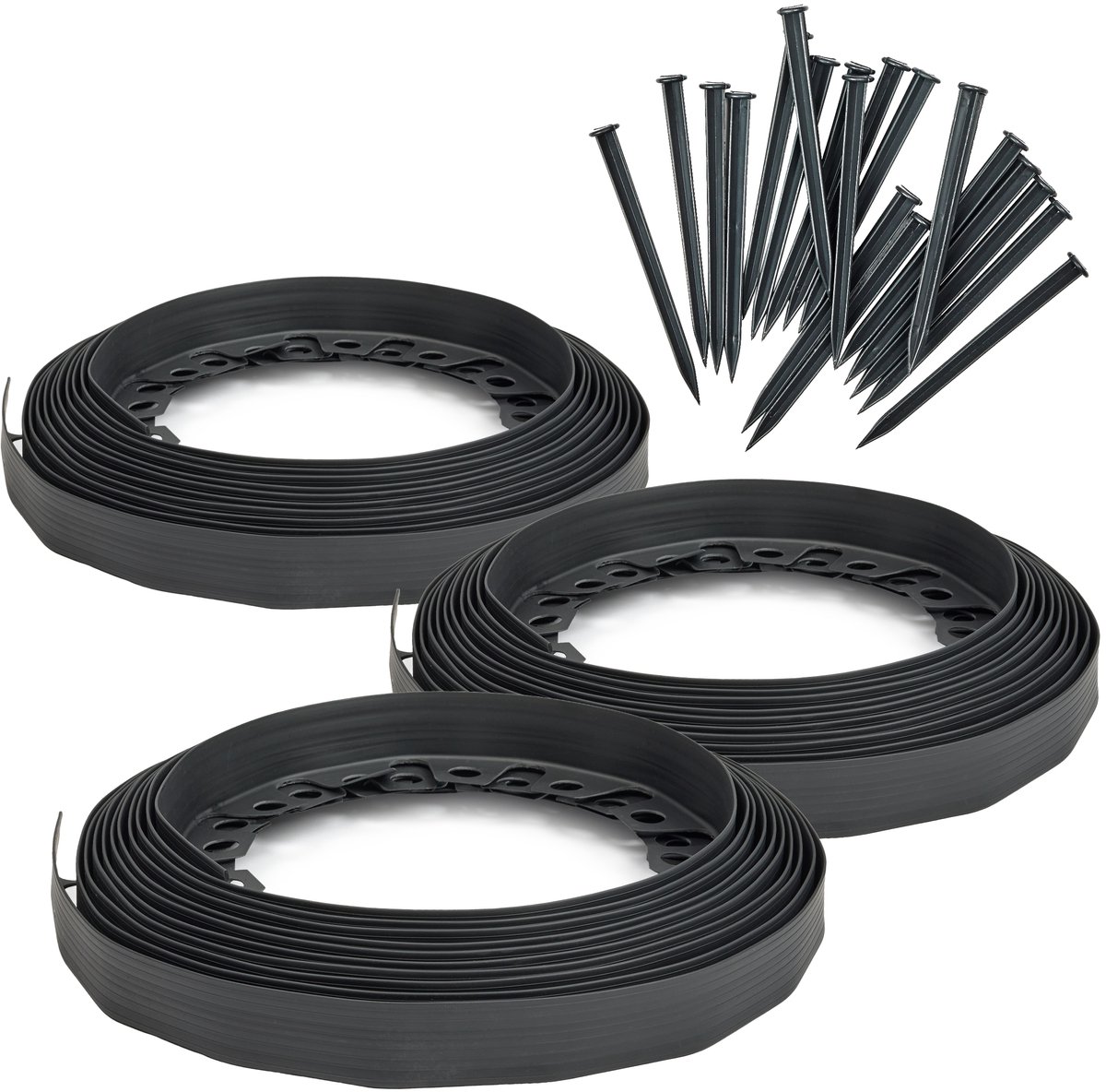 Garronda – Bedranding - Kunststof Stoeprand met Bevestigingsankers – 30 m x 4 cm met 60 Bevestigingsnagels – GD-JBM-Rollborder1000