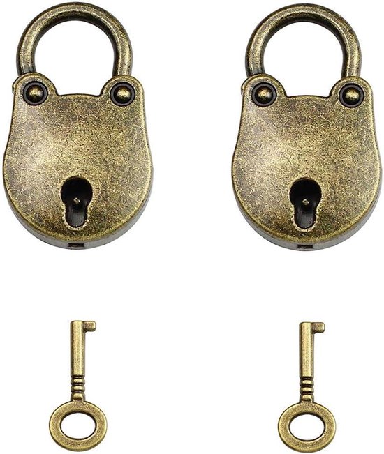 2 Stuks Mini Hangsloten Antieke Sloten Vintage Hangsloten Met Sleutel 2-stuks-mini-hangsloten-antieke-sloten-vintage-hangsloten-met-sleutel