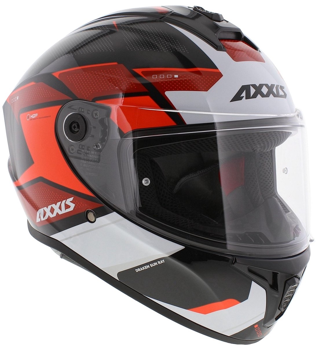 Axxis Draken S helm Sunray glans zwart wit rood - Maat XS