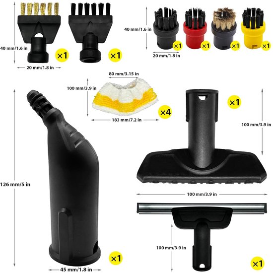 14-delige accessoireset voor stoomreiniger - geschikt voor diverse taken - 14 stuks — afbeelding 4