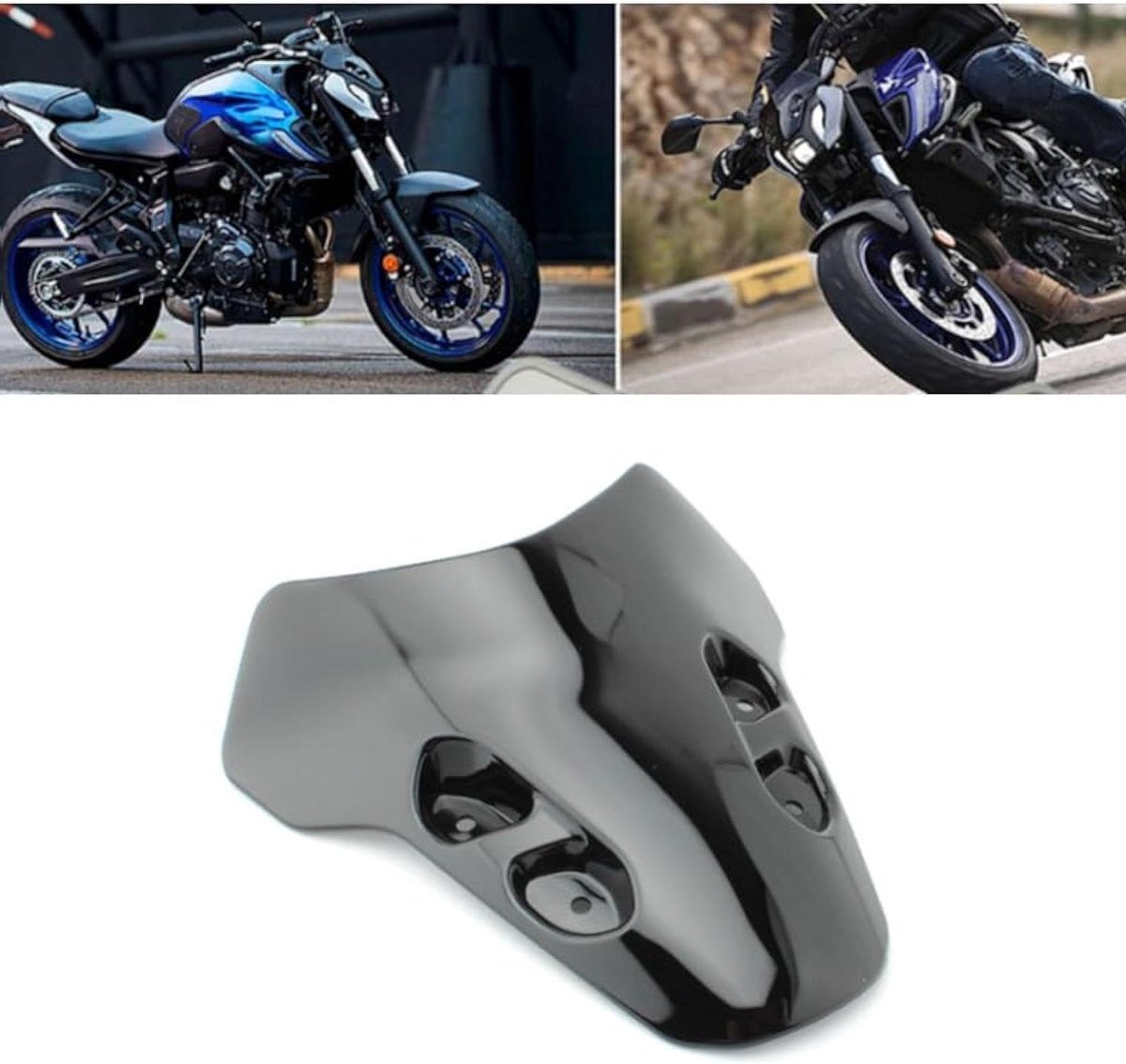 Allecto Plus - Voorruit en windscherm voor motorfiets - Voorpaneel - MT-07 - 2021 (zwart) - Bescherming tegen wind en regen