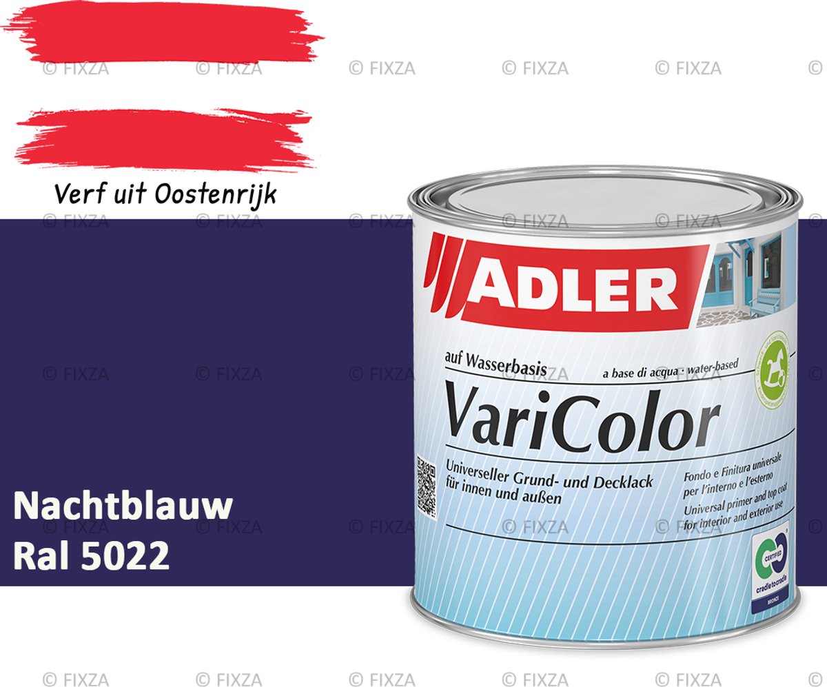 ADLER Varicolor Lakverf RAL 5022 - Nachtblauw 375 ml – 2-in-1 Houtverf, Metaalverf en Kunststof Lak voor Binnen & Buiten