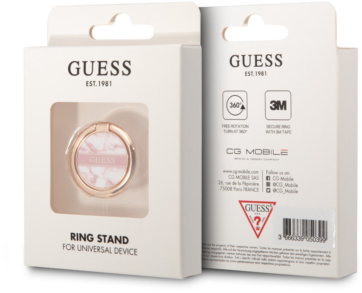 Guess Telefoon Ring houder - Marble Ring Stand - Roze
