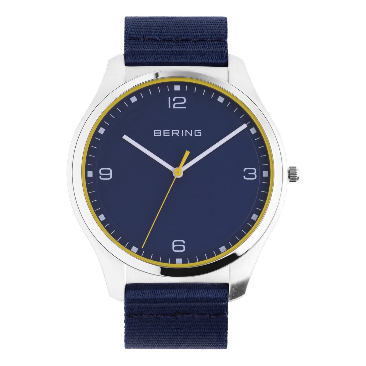 Bering Heren Bering horloge met stoffen band blauw 18342-507 - Horloge - Stof - Blauw - 42 mm